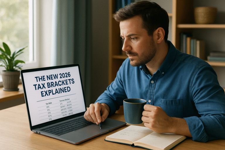 Professional analyzing 2026 tax brackets updates to optimize personal finances.