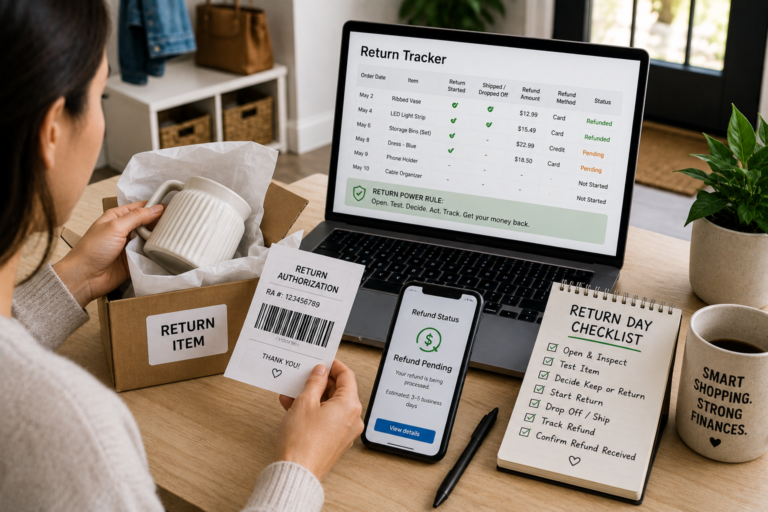 Most people don’t lose money online because the item was expensive. They lose money because: - the return never happened, - the refund was delayed and forgotten, - the credit got spent like “free money,” - or the return window closed while the item sat in a corner. That’s why this post is called Return Policy Power. Because return policies aren’t just “customer service.” They are a financial tool. If you use returns correctly, you protect your budget. If you use returns poorly (or not at all), “cheap shopping” becomes expensive shopping. This post is your True Wealth Moves Return Policy Power playbook for Temu and Amazon: - how to stop losing money to missed return windows - the real reasons refunds disappear (and how to track them) - how to decide “return vs keep” without emotional bias - how to avoid the most common return traps (credits, partial refunds, and return fatigue) - a simple weekly routine that prevents wasted money - and a table you can screenshot that tells you what to do at every stage No drama. Just a system. ## The hidden truth: returns are part of the price When you buy online, you are buying two things: 1) the product 2) the return risk So the real cost of an item includes: - time to evaluate it - time to return it if wrong - and your ability to actually follow through This is why Return Policy Power matters most for “cheap shopping” platforms: Because small purchases stack, and small returns get ignored. Ignored returns turn into permanent overspending. ## The 3 categories of return losses (how people actually lose money) ### Loss type 1: “I meant to return it” The item sits unopened. The return window closes. Money is gone. ### Loss type 2: “I returned it but didn’t track it” Refund is pending. You forget. You assume it’s done. Then you never confirm the money landed. ### Loss type 3: “I got store credit and spent it wrong” Credits feel like bonus money. So you buy extra stuff. Now you spent more than you intended. Return Policy Power is how you stop all three. ## The #1 Return Policy Power rule: 48 hours If you do nothing else, do this: Within 48 hours of delivery: - open the package - test the item - decide keep vs return Why 48 hours? Because after that, life gets busy. Busy turns into “later.” Later turns into “never.” This single habit prevents most return losses. ## Your return workflow: Open → Test → Decide → Act → Track Return Policy Power is a workflow, not a feeling. ### Step 1: Open No unopened boxes sitting around. ### Step 2: Test If it’s electronic, turn it on. If it’s clothing, try it on. If it’s a tool, use it quickly. ### Step 3: Decide Don’t keep “maybe.” Maybe becomes clutter. ### Step 4: Act Start the return immediately. ### Step 5: Track A return isn’t real until the refund is confirmed. ## Amazon returns: why people still lose money Amazon is “easy,” but that’s exactly why people get lazy. Common Amazon return losses: - multiple orders and scattered returns - return started but item not dropped off - refund issued as gift card and forgotten - “replacement order” confusion Return Policy Power means you treat returns like money, not like chores. ## Temu returns and credits: the common trap Temu is designed to feel like “small money.” So people treat it casually. Temu also has policies around refunds and price adjustments, and refunds can take time depending on payment methods and banks. Credits can feel faster, which makes it easy to overspend. True Wealth Moves rule: Credits are your money in a different form. If you accept credits, reduce your next budget by the same amount. ## The “Return Day” system (how to never lose money again) Pick one day per week. Example: Sunday evening. That’s Return Day: - review all deliveries from the week - start any returns - drop off returns (or schedule pickup) within 24–48 hours - update your refund tracker If you do this weekly, your refund loss rate drops close to zero. ## The Return Tracker (simple but powerful) Use a note or spreadsheet: - Date delivered - Item - Return started? (Y/N) - Drop-off date - Refund amount - Refund method (card vs store credit) - Status (pending/received) Return Policy Power is tracking until completion. ## The table: Return Policy Power checklist Alt text for this table: return policy power checklist table showing the steps from delivery to refund confirmation to prevent missed refunds | Stage | What you do | Deadline | Why it matters | |---|---|---|---| | Delivery day | Open + inspect | Same day | Stops unopened box regret | | Within 48 hours | Test + decide | 2 days | Prevents “later” returns | | Return initiation | Start return | ASAP | Locks return into the system | | Drop-off/pickup | Ship/return item | Within 24–48 hrs | Prevents unfinished returns | | Refund tracking | Check refund status | Weekly | Stops “missing refund” losses | | Credit discipline | Reduce next order budget | Immediate | Prevents overspending credits | Screenshot this and you’ll save money every month. ## “Return vs Keep” decision rule (stop emotional keeping) Ask: Would I buy this again today at this same price? If no → return it. If you’re keeping it because returning feels annoying, that’s not a reason. That’s return fatigue. Return fatigue is expensive. ## Refund discipline: don’t count money until it lands A return isn’t “done” when you drop it off. It’s done when the refund is received. True Wealth Moves rule: Refunds don’t count until they’re confirmed in your bank/app. This prevents the “I think they refunded me?” problem. ## The 5 return traps (avoid these) 1) Waiting too long 2) Not tracking refunds 3) Credits treated as bonus money 4) Returning too many small items (buy less instead) 5) Keeping items out of guilt (“I already bought it”) Return Policy Power means buying fewer items in the first place, so you don’t create return chaos. ## How to shop to reduce returns (save time + money) Return Policy Power isn’t only about returns. It’s also about preventing bad purchases. Before buying: - confirm sizes/specs - read key details - avoid “too good to be true” items - buy one version first before buying multiples Less returns = less fatigue = more savings. ## One evergreen external link (exactly one) For a stable, consumer-authority guide on online shopping safety (which includes avoiding deceptive tactics that lead to bad purchases), use: https://consumer.ftc.gov/articles/how-shop-safely-online ## Two True Wealth Moves internal links (exactly two) https://truewealthmoves.com/wealth-blog/ https://truewealthmoves.com/resources/ ## Final truth Return Policy Power is wealth protection. If you: - open and test within 48 hours - run a weekly Return Day - track refunds until confirmed - treat credits as your money (and reduce next budget) - and stop keeping “maybe” items …cheap shopping stays cheap. And you stop losing money to forgotten returns.